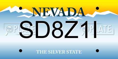 SD8Z1I Nevada License Plate