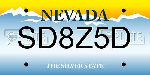 SD8Z5D Nevada License Plate