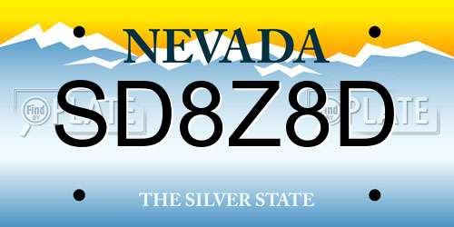SD8Z8D Nevada License Plate