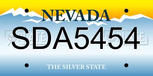 SDA5454 Nevada License Plate