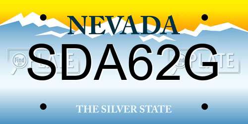 SDA62G Nevada License Plate