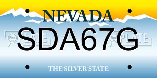 SDA67G Nevada License Plate