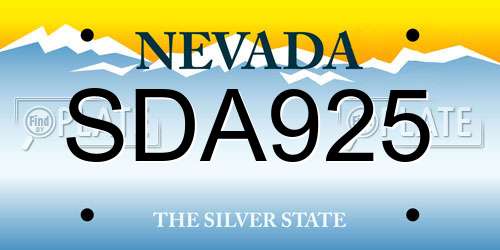 SDA925 Nevada License Plate