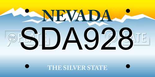 SDA928 Nevada License Plate