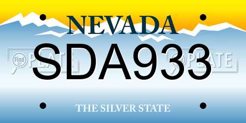 SDA933 Nevada License Plate
