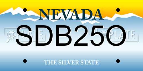 SDB25O Nevada License Plate