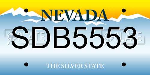 SDB5553 Nevada License Plate