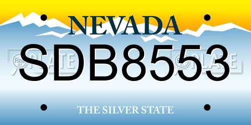 SDB8553 Nevada License Plate