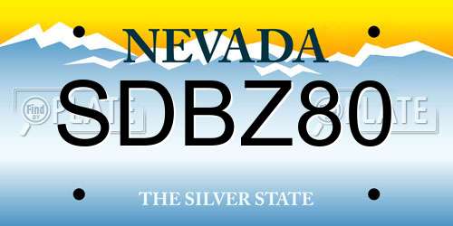 SDBZ80 Nevada License Plate