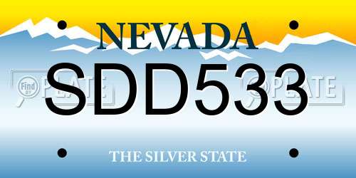 SDD533 Nevada License Plate