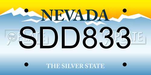 SDD833 Nevada License Plate