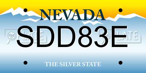 SDD83E Nevada License Plate