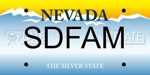 SDFAM Nevada License Plate