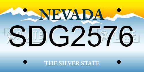 SDG2576 Nevada License Plate