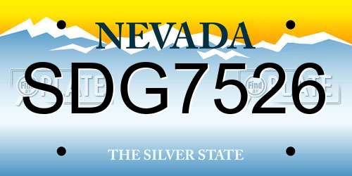 SDG7526 Nevada License Plate