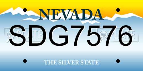 SDG7576 Nevada License Plate