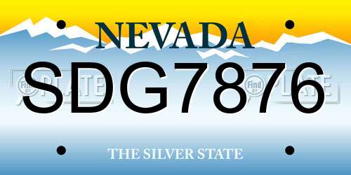 SDG7876 Nevada License Plate