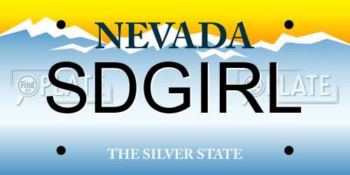 SDGIRL Nevada License Plate