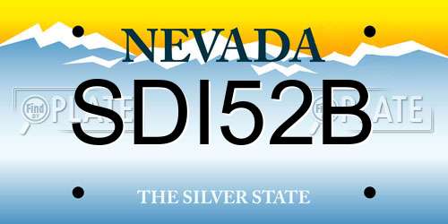 SDI52B Nevada License Plate