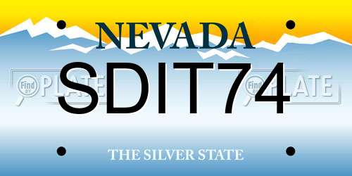 SDIT74 Nevada License Plate