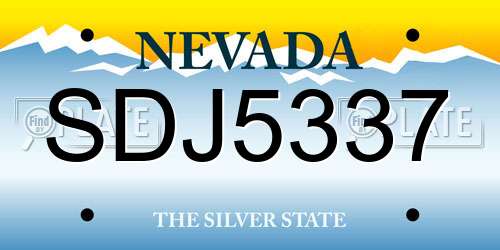 SDJ5337 Nevada License Plate