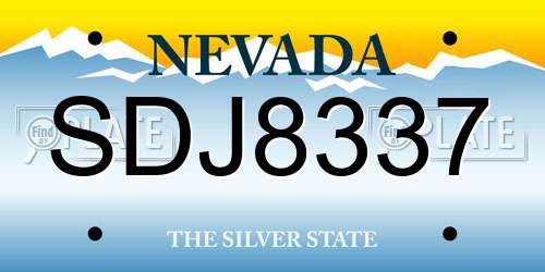 SDJ8337 Nevada License Plate