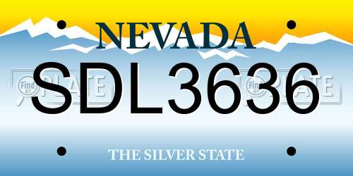 SDL3636 Nevada License Plate