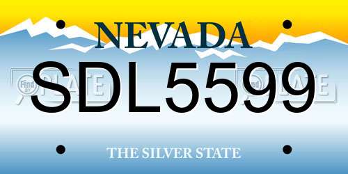 SDL5599 Nevada License Plate