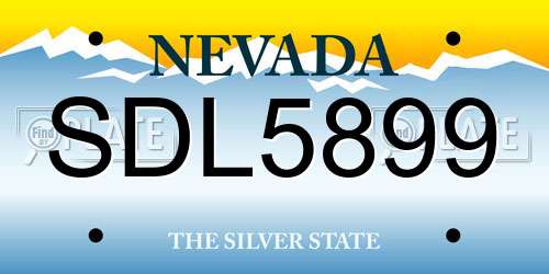 SDL5899 Nevada License Plate