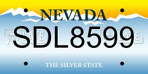 SDL8599 Nevada License Plate