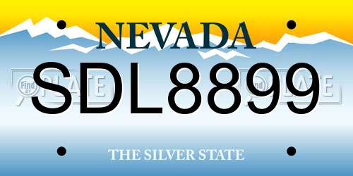 SDL8899 Nevada License Plate