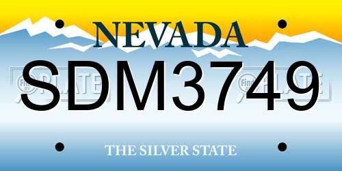 SDM3749 Nevada License Plate