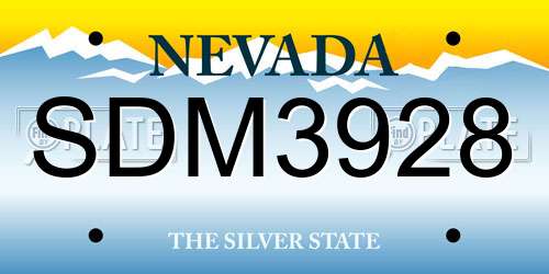 SDM3928 Nevada License Plate