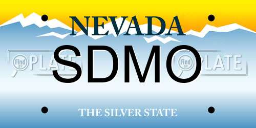 SDMO Nevada License Plate