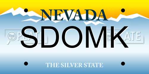 SDOMK Nevada License Plate