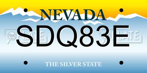 SDQ83E Nevada License Plate