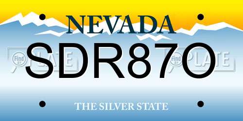 SDR87O Nevada License Plate