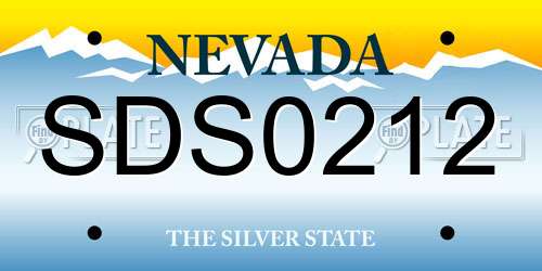 SDS0212 Nevada License Plate