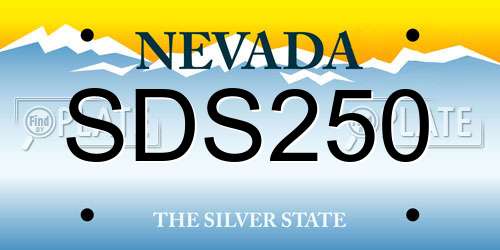 SDS250 Nevada License Plate