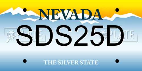 SDS25D Nevada License Plate