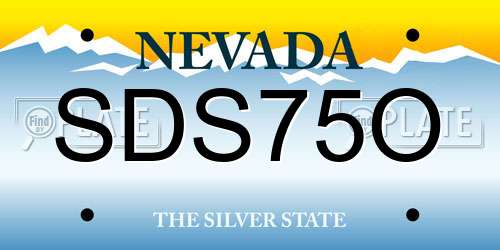SDS75O Nevada License Plate