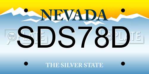SDS78D Nevada License Plate