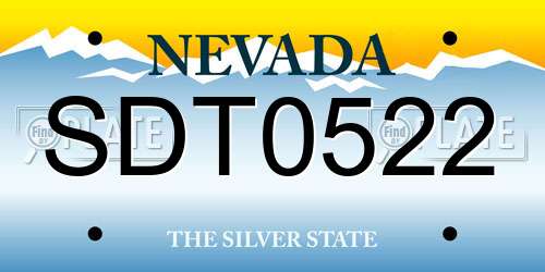 SDT0522 Nevada License Plate