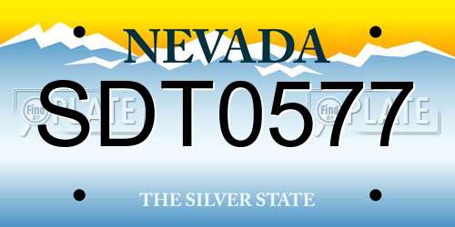SDT0577 Nevada License Plate