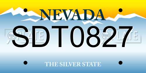 SDT0827 Nevada License Plate
