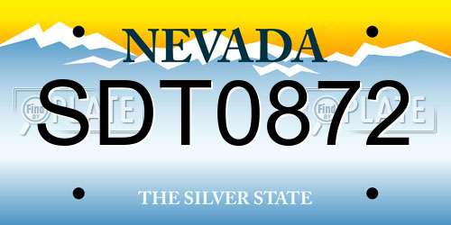 SDT0872 Nevada License Plate