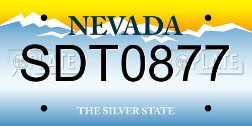 SDT0877 Nevada License Plate