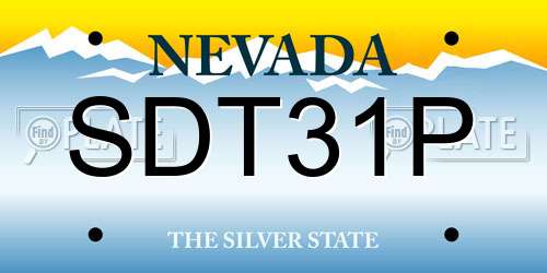 SDT31P Nevada License Plate