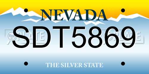 SDT5869 Nevada License Plate