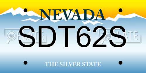 SDT62S Nevada License Plate